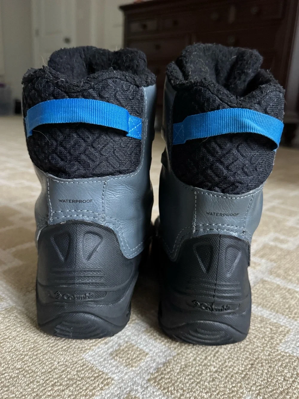 Columbia Bugaboot Celsius Waterproof Snow Boots Gray Blue Boys Size 7